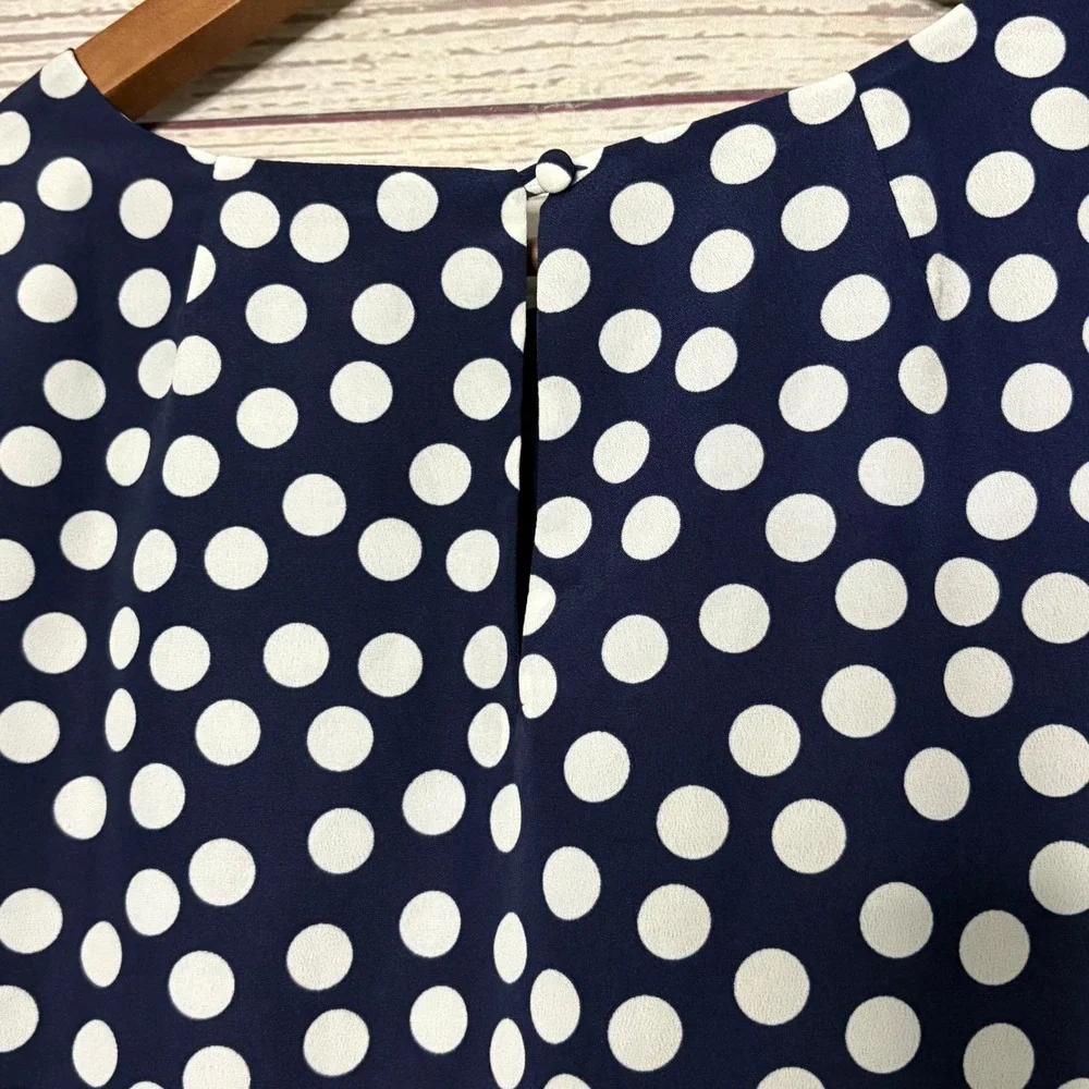 J.Crew Navy White‎ Polka Dot Short Sleeve Shift Dress Size 6 NWT
